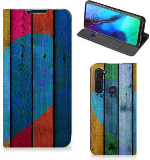 B2Ctelecom Smartphone Hoesje Motorola Moto G Pro Mobiel Bookcase Wood Heart