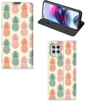 B2Ctelecom Smartphone Hoesje Motorola Moto G100 Leuk Bookcase Ananas