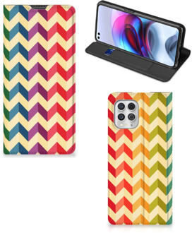 B2Ctelecom Smartphone Hoesje Motorola Moto G100 Leuk Telefoonhoesje Zigzag Color