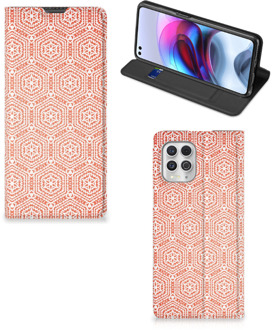 B2Ctelecom Smartphone Hoesje Motorola Moto G100 Mobiel Hoesje Pattern Orange