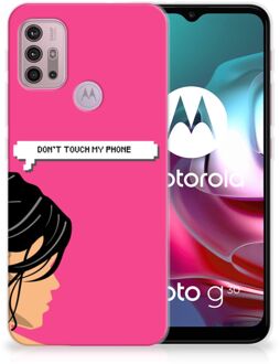 B2Ctelecom Smartphone hoesje Motorola Moto G30 | G10 Back Case Siliconen Hoesje Woman Don't Touch My Phone