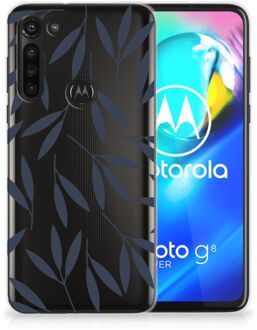 B2Ctelecom Smartphone hoesje Motorola Moto G8 Power Back Case Siliconen Hoesje met Foto Leaves Blue