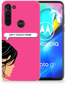 B2Ctelecom Smartphone hoesje Motorola Moto G8 Power Back Case Siliconen Hoesje Woman Don't Touch My Phone