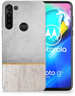 B2Ctelecom Smartphone hoesje Motorola Moto G8 Power Backcase Siliconen Hoesje Wood Beton