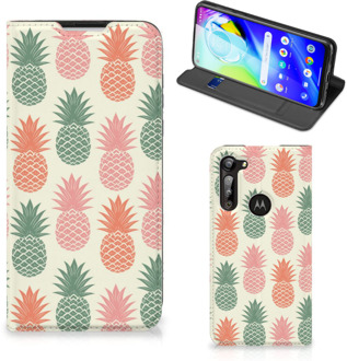 B2Ctelecom Smartphone Hoesje Motorola Moto G8 Power Leuk Bookcase Ananas