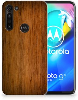 B2Ctelecom Smartphone hoesje Motorola Moto G8 Power Leuk Case Super als Vaderdag Cadeaus Donker Hout