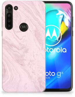 B2Ctelecom Smartphone hoesje Motorola Moto G8 Power Leuk Hoesje Marble Pink