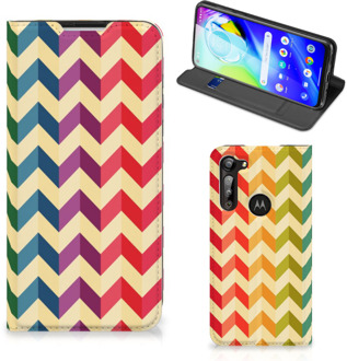 B2Ctelecom Smartphone Hoesje Motorola Moto G8 Power Leuk Telefoonhoesje Zigzag Color