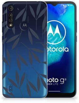 B2Ctelecom Smartphone hoesje Motorola Moto G8 Power Lite Back Case Siliconen Hoesje met Foto Leaves Blue