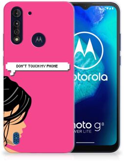 B2Ctelecom Smartphone hoesje Motorola Moto G8 Power Lite Back Case Siliconen Hoesje Woman Don't Touch My Phone