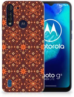 B2Ctelecom Smartphone hoesje Motorola Moto G8 Power Lite Leuk Case Batik Brown