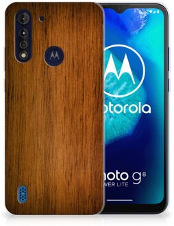 B2Ctelecom Smartphone hoesje Motorola Moto G8 Power Lite Leuk Case Super als Vaderdag Cadeaus Donker Hout