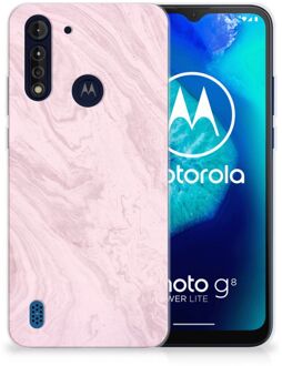 B2Ctelecom Smartphone hoesje Motorola Moto G8 Power Lite Leuk Hoesje Marble Pink