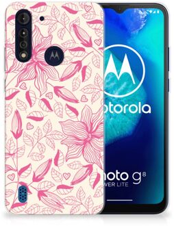 B2Ctelecom Smartphone hoesje Motorola Moto G8 Power Lite Silicone Case Roze Bloemen