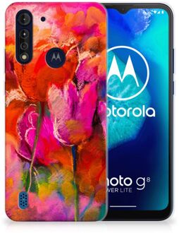 B2Ctelecom Smartphone hoesje Motorola Moto G8 Power Lite Silicone Case Tulips