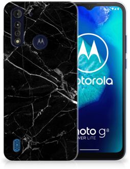 B2Ctelecom Smartphone hoesje Motorola Moto G8 Power Lite Transparant Hoesje Marmer Zwart