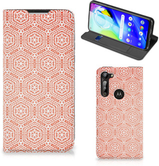 B2Ctelecom Smartphone Hoesje Motorola Moto G8 Power Mobiel Hoesje Pattern Orange