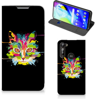 B2Ctelecom Smartphone Hoesje Motorola Moto G8 Power Wallet Case Leuke Verjaardagscadeaus Cat Color