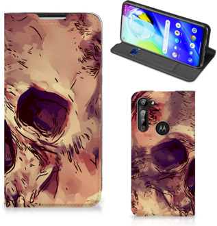 B2Ctelecom Smartphone Hoesje Motorola Moto G8 Power Wallet Case Skullhead