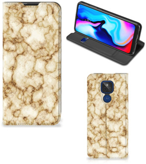 B2Ctelecom Smartphone Hoesje Motorola Moto G9 Play Book Cover Marmer Goud