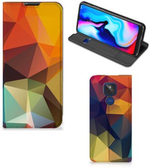 B2Ctelecom Smartphone Hoesje Motorola Moto G9 Play Leuk Book Case Polygon Color