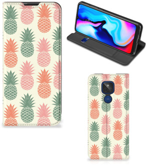 B2Ctelecom Smartphone Hoesje Motorola Moto G9 Play Leuk Bookcase Ananas