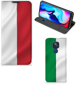 B2Ctelecom Smartphone Hoesje Motorola Moto G9 Play Leuk Bookcase Italiaanse Vlag