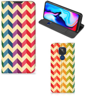 B2Ctelecom Smartphone Hoesje Motorola Moto G9 Play Leuk Telefoonhoesje Zigzag Color