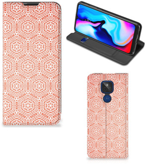 B2Ctelecom Smartphone Hoesje Motorola Moto G9 Play Mobiel Hoesje Pattern Orange