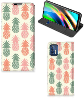 B2Ctelecom Smartphone Hoesje Motorola Moto G9 Plus Leuk Bookcase Ananas