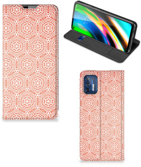 B2Ctelecom Smartphone Hoesje Motorola Moto G9 Plus Mobiel Hoesje Pattern Orange