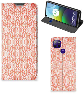 B2Ctelecom Smartphone Hoesje Motorola Moto G9 Power Mobiel Hoesje Pattern Orange