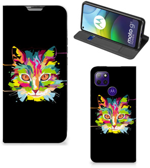 B2Ctelecom Smartphone Hoesje Motorola Moto G9 Power Wallet Case Leuke Verjaardagscadeaus Cat Color