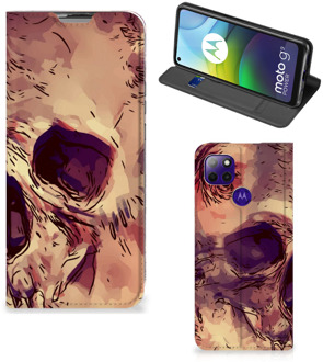 B2Ctelecom Smartphone Hoesje Motorola Moto G9 Power Wallet Case Skullhead