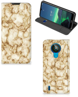 B2Ctelecom Smartphone Hoesje Nokia 1.4 Book Cover Marmer Goud