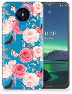 B2Ctelecom Smartphone hoesje Nokia 1.4 Telefoontas Butterfly Roses