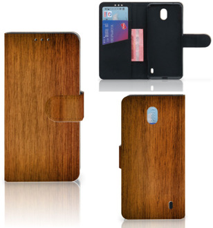 B2Ctelecom Smartphone Hoesje Nokia 1 Plus Book Style Case Donker Hout