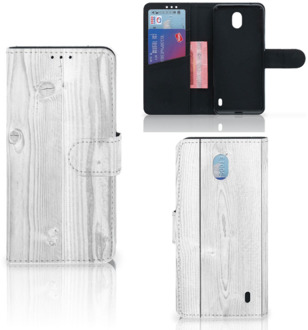 B2Ctelecom Smartphone Hoesje Nokia 1 Plus Book Style Case White Wood