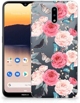 B2Ctelecom Smartphone hoesje Nokia 2.3 Telefoontas Butterfly Roses