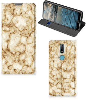 B2Ctelecom Smartphone Hoesje Nokia 2.4 Book Cover Marmer Goud