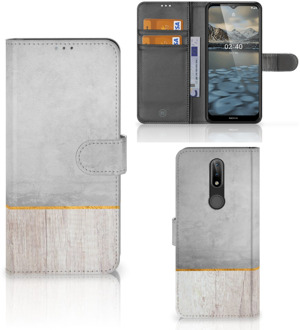 B2Ctelecom Smartphone Hoesje Nokia 2.4 Magnet Case Cadeau voor Vader Wood Concrete