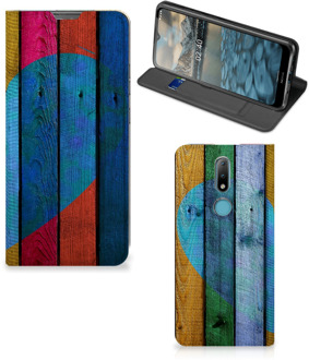 B2Ctelecom Smartphone Hoesje Nokia 2.4 Mobiel Bookcase Wood Heart