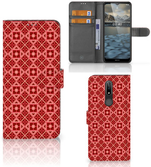 B2Ctelecom Smartphone Hoesje Nokia 2.4 Wallet Book Case Batik Red