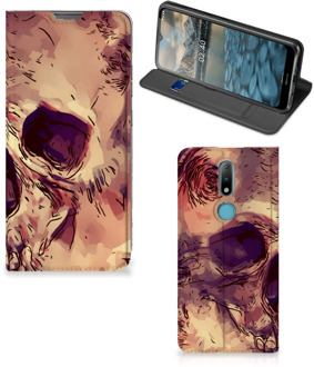 B2Ctelecom Smartphone Hoesje Nokia 2.4 Wallet Case Skullhead