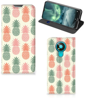 B2Ctelecom Smartphone Hoesje Nokia 3.4 Leuk Bookcase Ananas