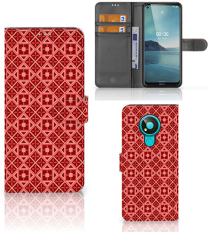 B2Ctelecom Smartphone Hoesje Nokia 3.4 Wallet Book Case Batik Red