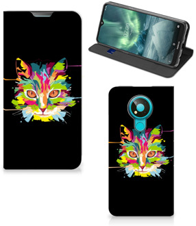 B2Ctelecom Smartphone Hoesje Nokia 3.4 Wallet Case Leuke Verjaardagscadeaus Cat Color