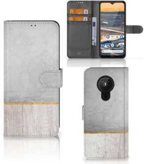 B2Ctelecom Smartphone Hoesje Nokia 5.3 Magnet Case Cadeau voor Vader Wood Concrete