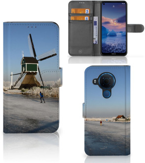 B2Ctelecom Smartphone Hoesje Nokia 5.4 Boekhoesje Tekst Schaatsers