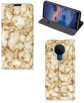 B2Ctelecom Smartphone Hoesje Nokia 5.4 Book Cover Marmer Goud